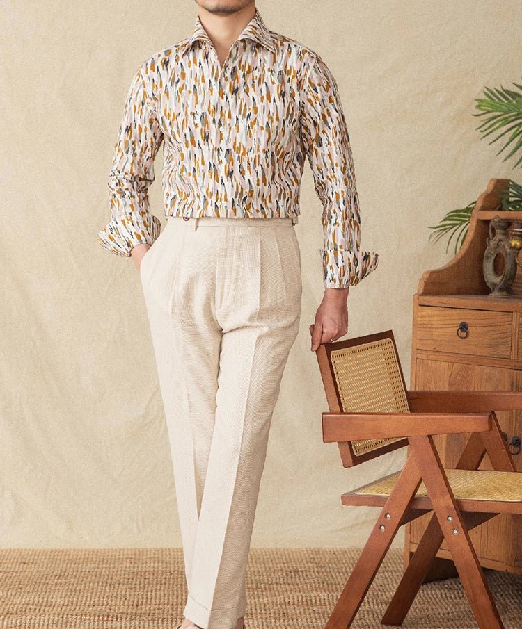 Printed collar long - sleeved casual shirt - Antonios