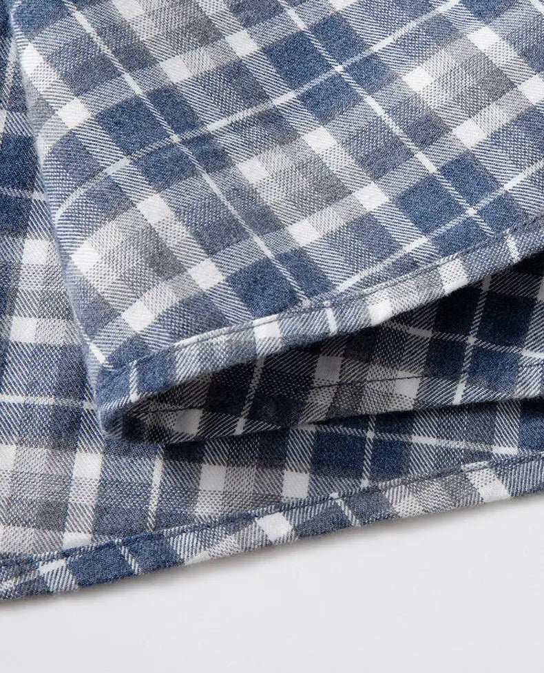 Pure cotton checkered long - sleeve shirt - Antonios