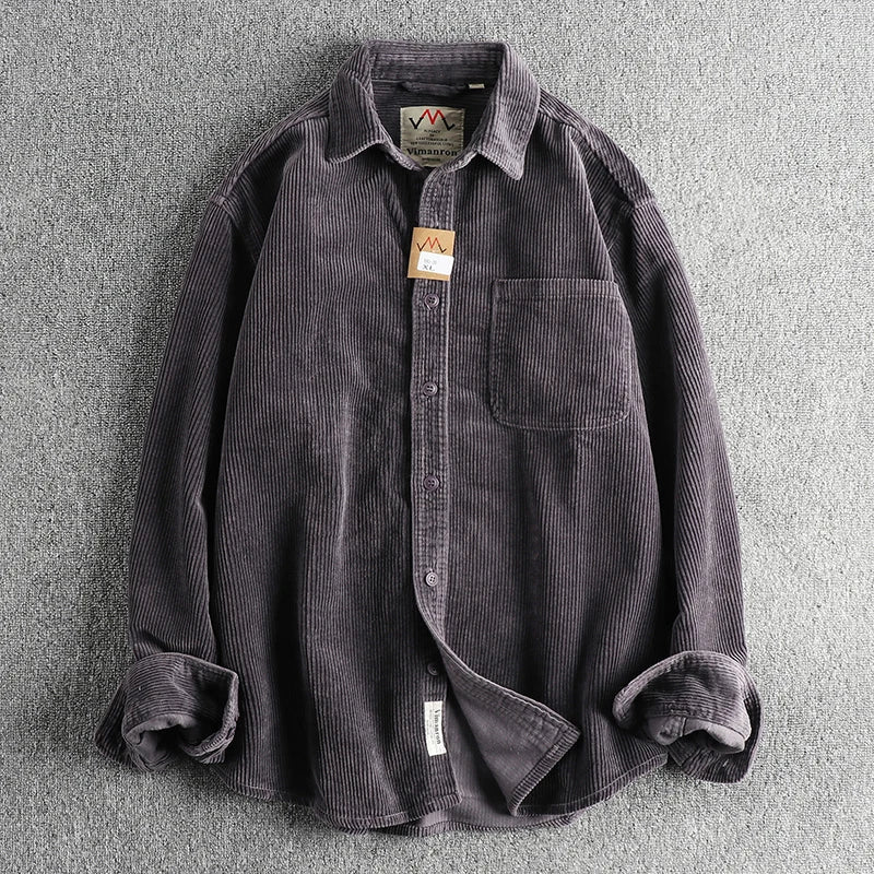 Pure Cotton Corduroy American Shirt - Antonios