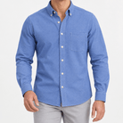 Pure cotton oxford shirt with a chest pocket - AntoniosClothing - Blue
