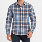 Pure cotton oxford shirt with a chest pocket - AntoniosClothing - Blue and brown plaid