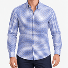 Pure cotton oxford shirt with a chest pocket - AntoniosClothing - Blue grid check