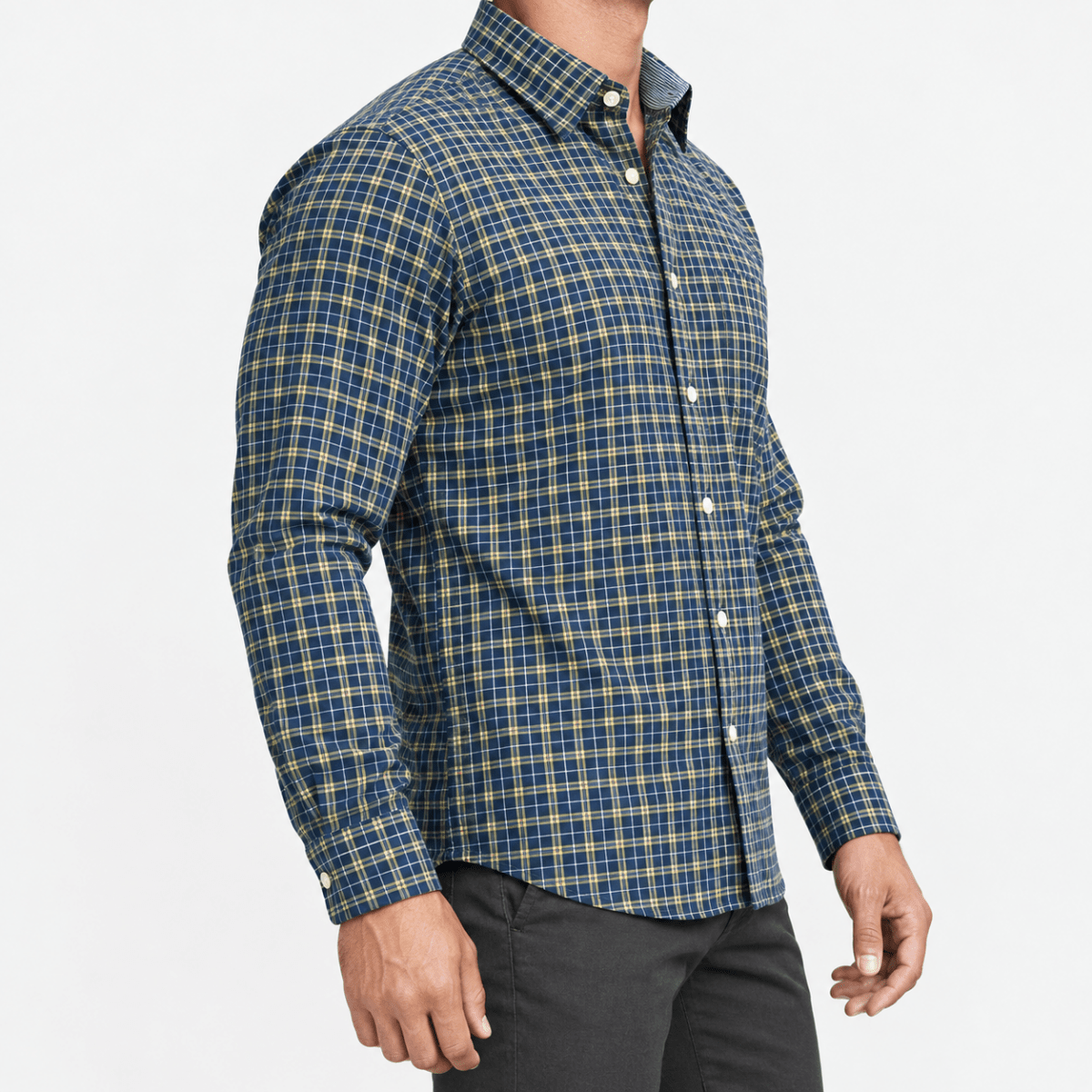 Pure cotton oxford shirt with a chest pocket - AntoniosClothing - Navy fine check
