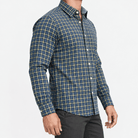 Pure cotton oxford shirt with a chest pocket - AntoniosClothing - Navy fine check