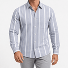 Pure cotton oxford shirt with a chest pocket - AntoniosClothing - Light gray wide stripe