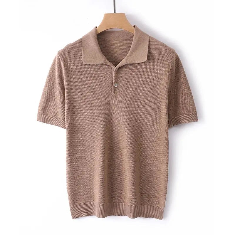 Pure cotton polo office t-shirt - AntoniosClothing - Camel