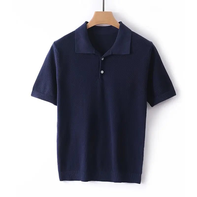 Pure cotton polo office t-shirt - AntoniosClothing - Navy blue