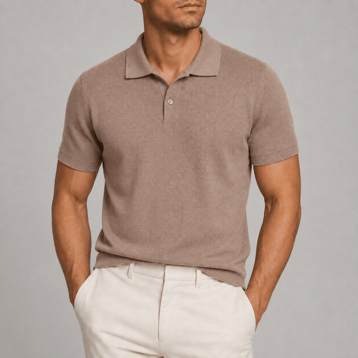 Pure cotton polo office t-shirt - AntoniosClothing - Camel