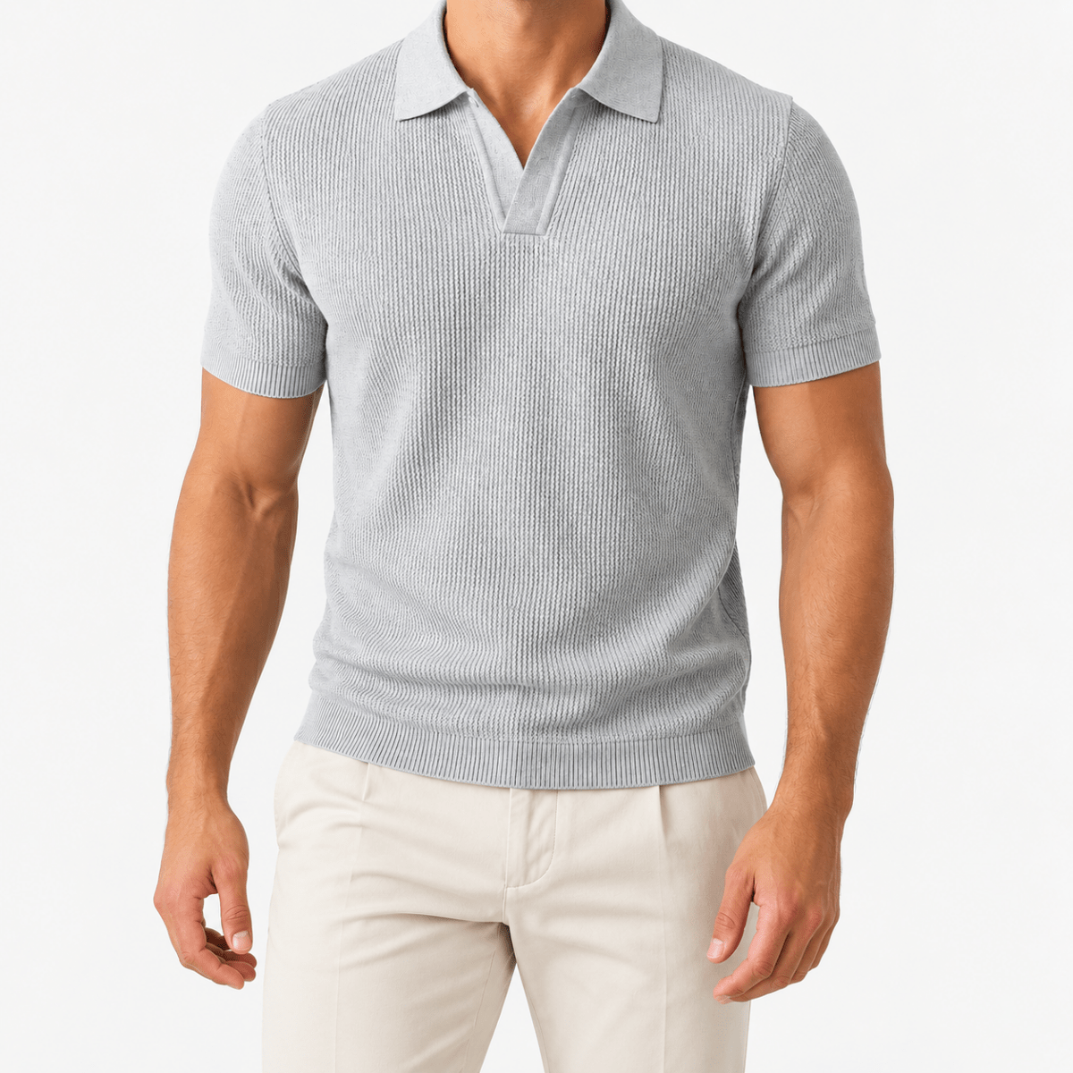 Ramon business slim cashmere polo sweater - AntoniosClothing - Gray