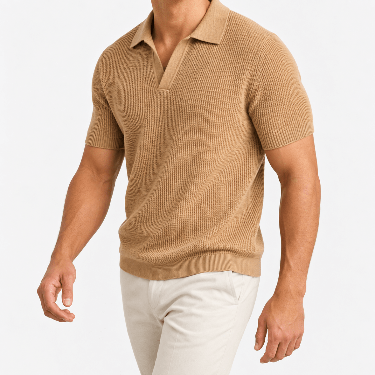 Ramon business slim cashmere polo sweater - AntoniosClothing - Oatmeal