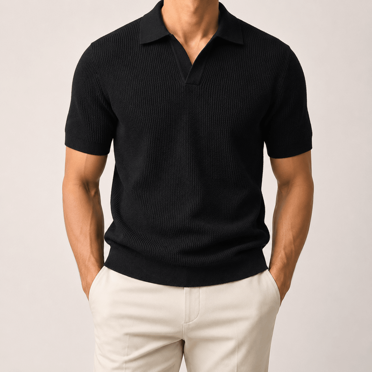Ramon business slim cashmere polo sweater - AntoniosClothing - Black
