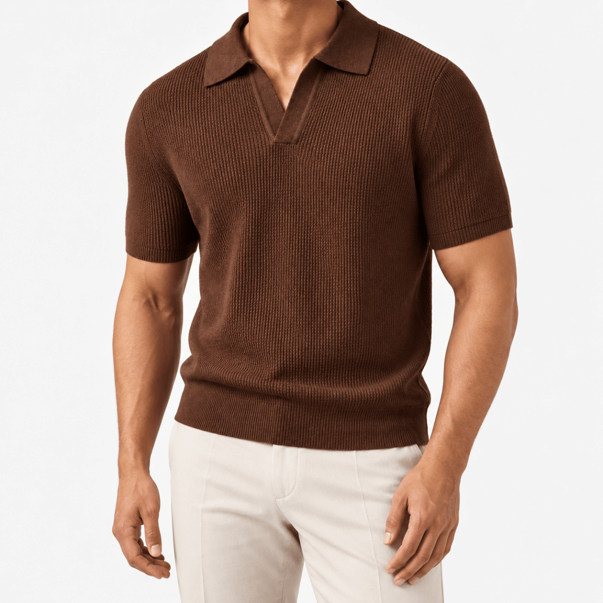 Ramon business slim cashmere polo sweater - AntoniosClothing - Coffee