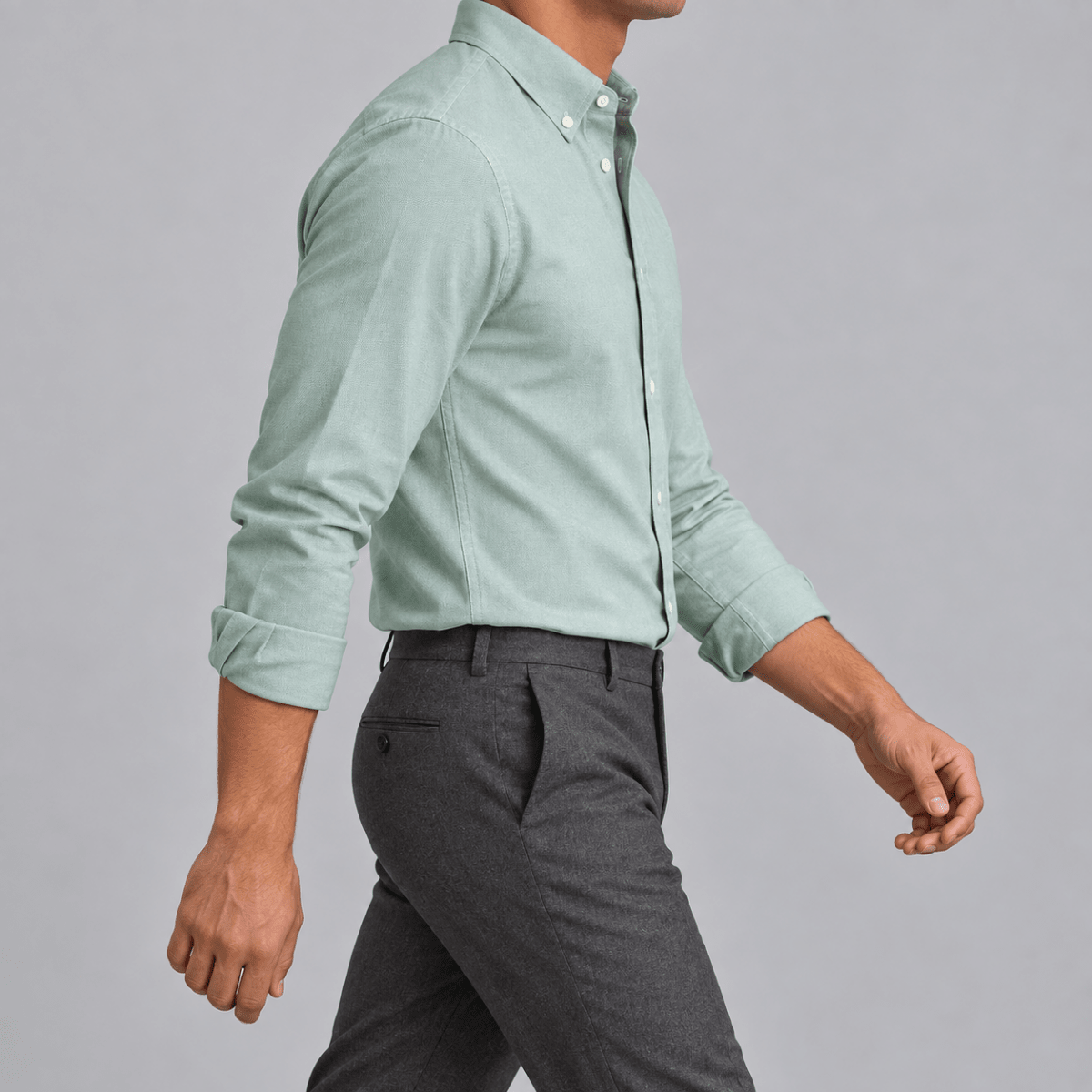 Ramon button-down business long-sleeve shirt - AntoniosClothing - Green sage