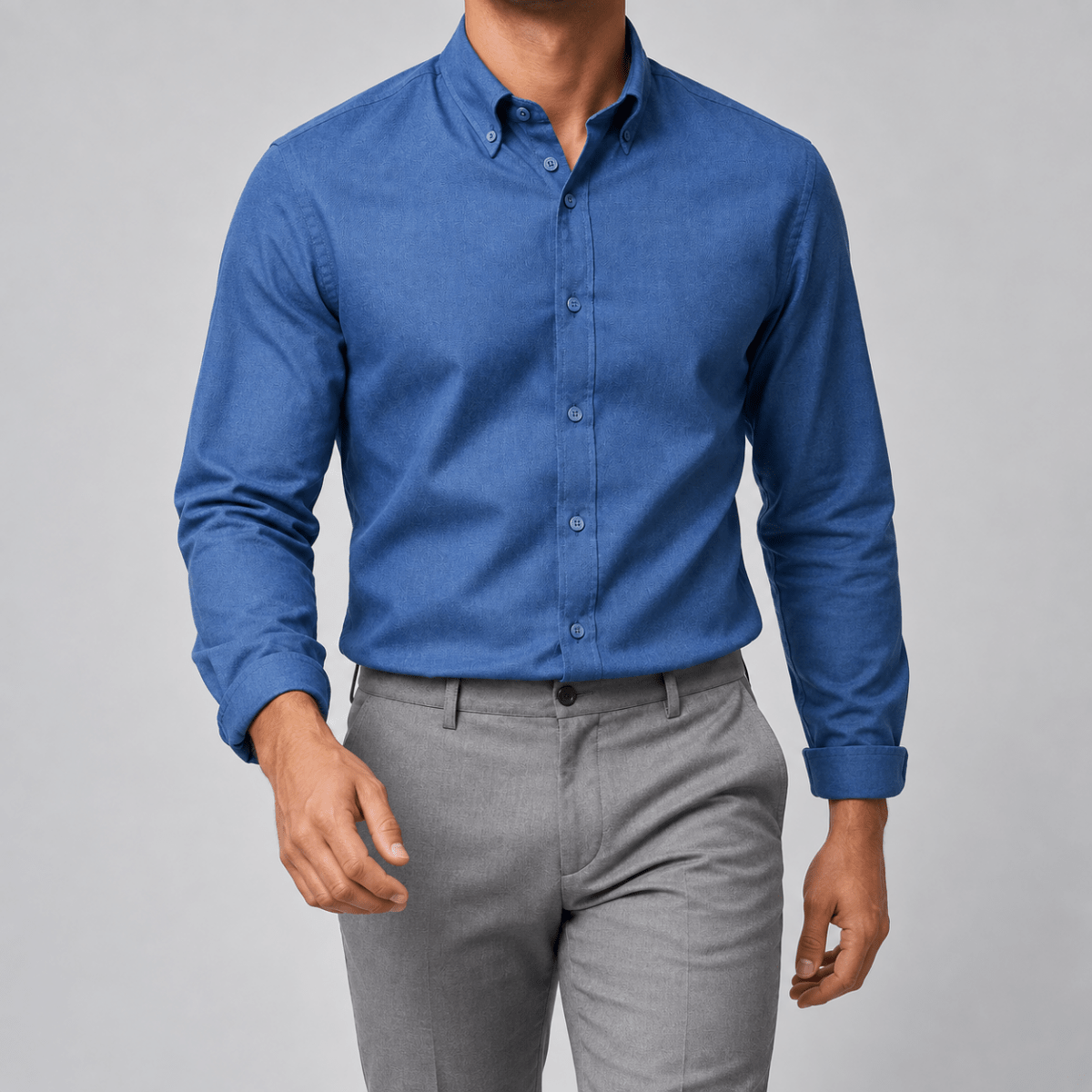 Ramon button-down business long-sleeve shirt - AntoniosClothing - Navy blue