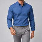 Ramon button-down business long-sleeve shirt - AntoniosClothing - Navy blue