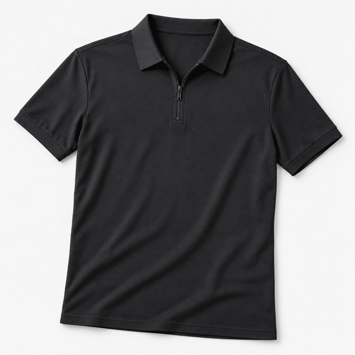 Ramon half-zip polo slim fit stretch t-shirt - AntoniosClothing - Ink gray