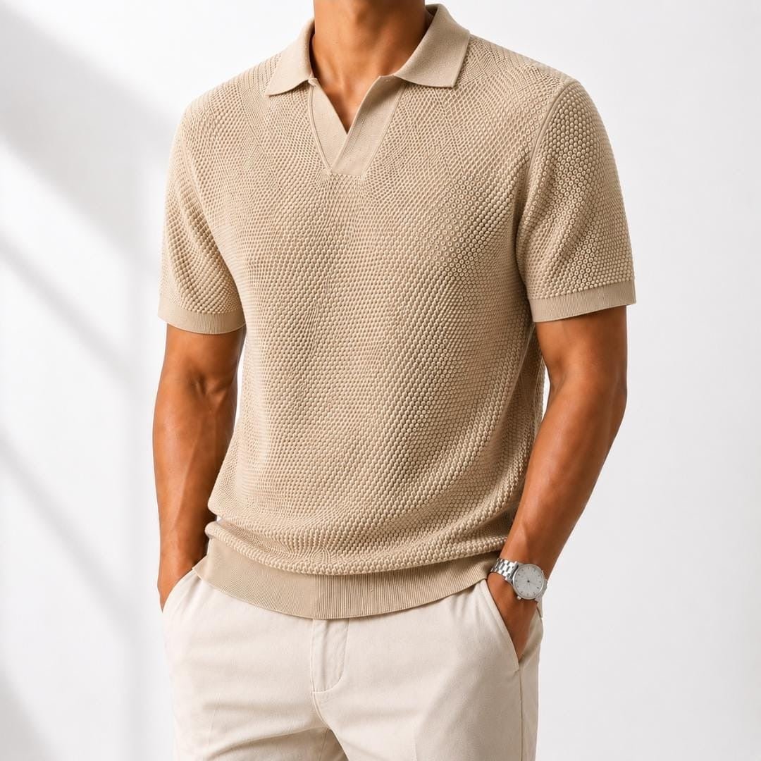 Ramon high-end cotton casual v-neck t-shirt - AntoniosClothing - Khaki
