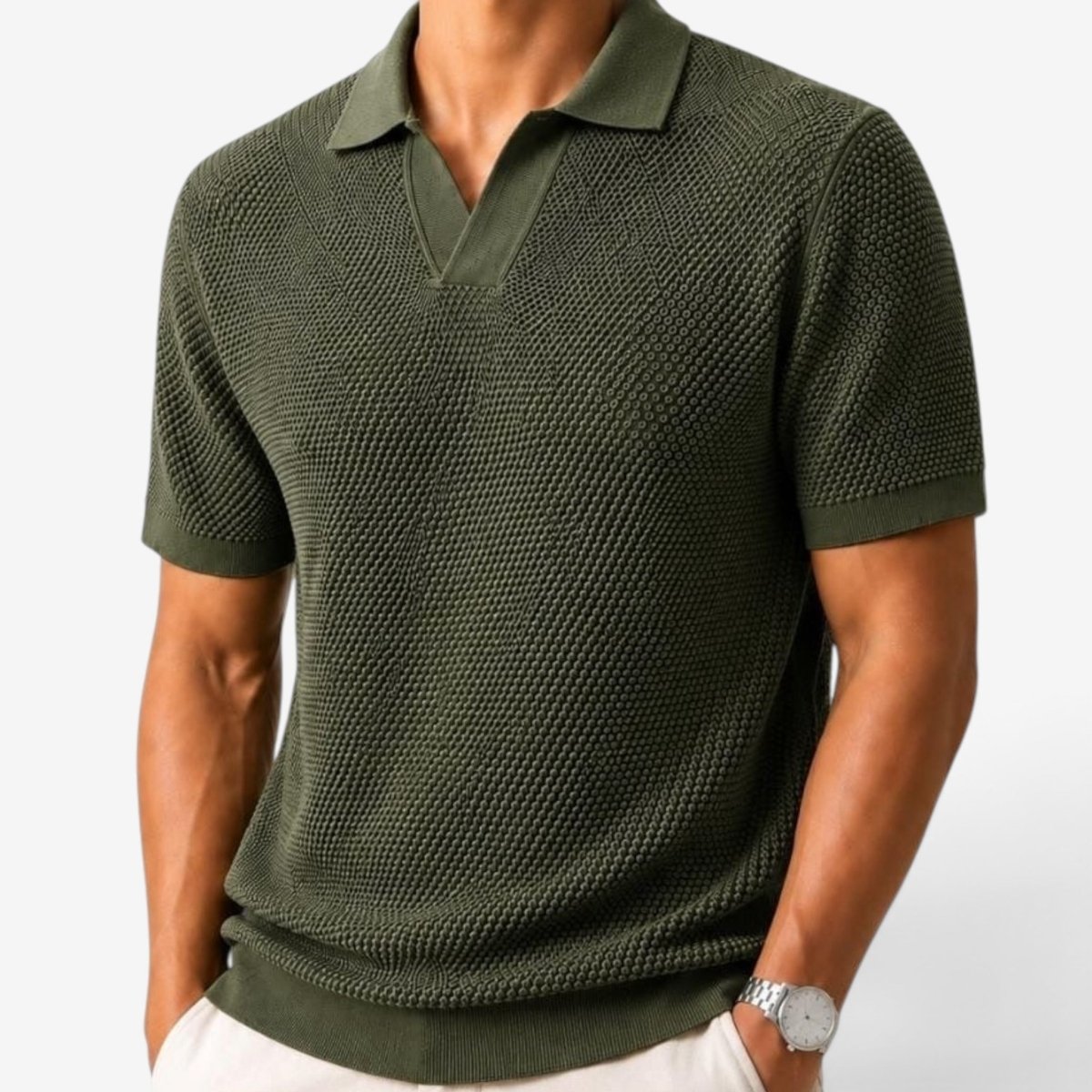 Ramon high-end cotton casual v-neck t-shirt - AntoniosClothing - Khaki