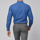 Ramon button-down shirt in navy blue, back view on a model