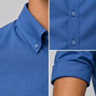 Ramon button-down shirt in navy blue, collar, button placket and sleeve details