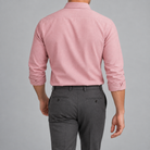 Ramon button-down shirt in pink, back view on a model