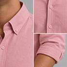 Ramon button-down shirt in pink, collar, button placket and sleeve details