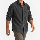 Relaxed corduroy shirt with a curved hem - AntoniosClothing - Charcoal