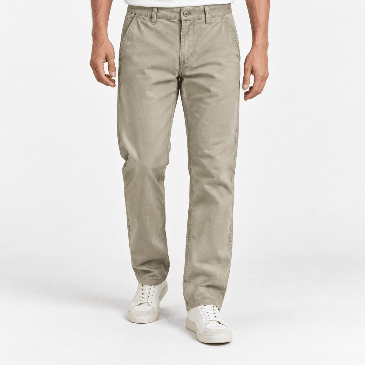Relaxed cotton stretch twill chinos - AntoniosClothing - Sand