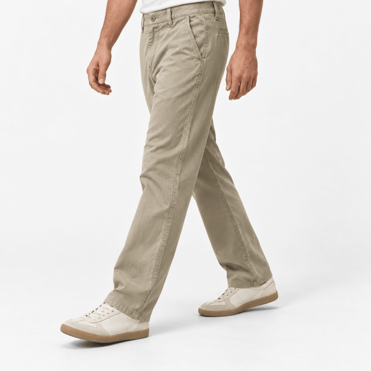Relaxed cotton stretch twill chinos - AntoniosClothing - Sand