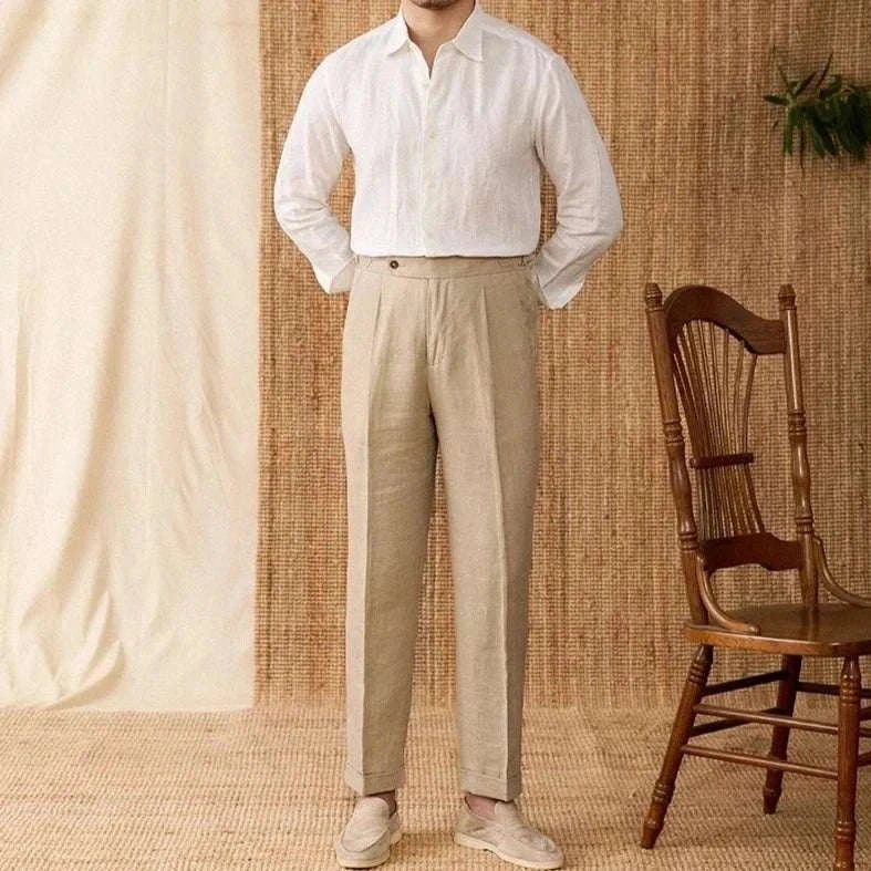 Relaxed fit casual long sleeve shirt linen - Antonios