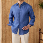 Relaxed fit casual long sleeve shirt linen - Antonios