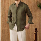 Relaxed fit casual long sleeve shirt linen - Antonios