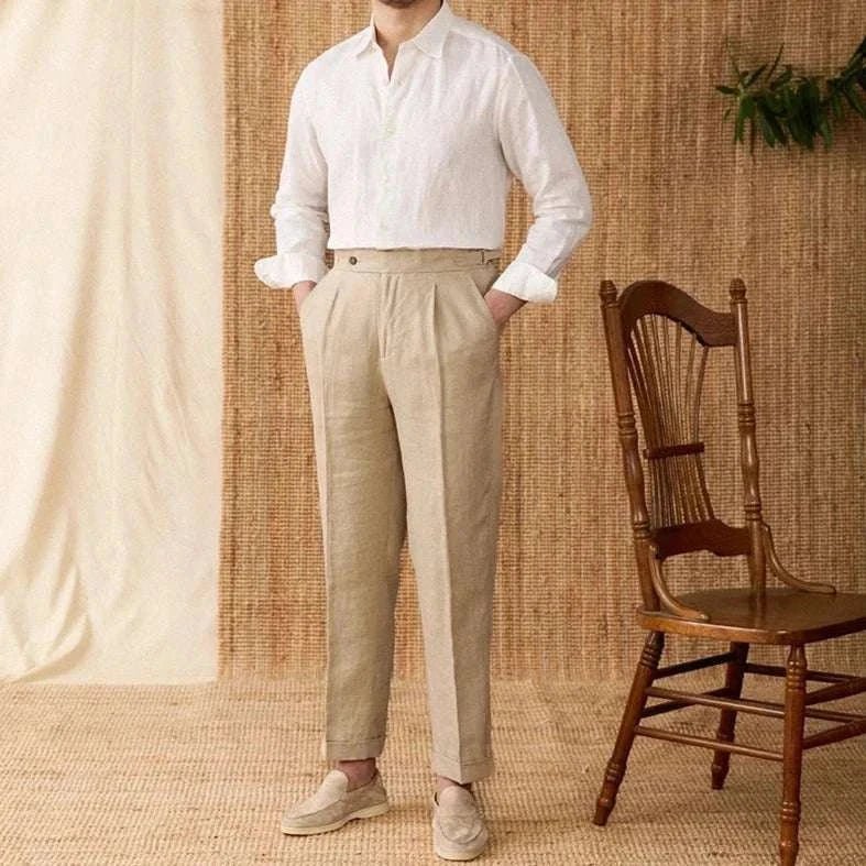 Relaxed fit casual long sleeve shirt linen - Antonios