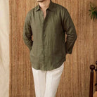 Relaxed fit casual long sleeve shirt linen - Antonios