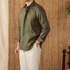 Relaxed fit casual long sleeve shirt linen - Antonios