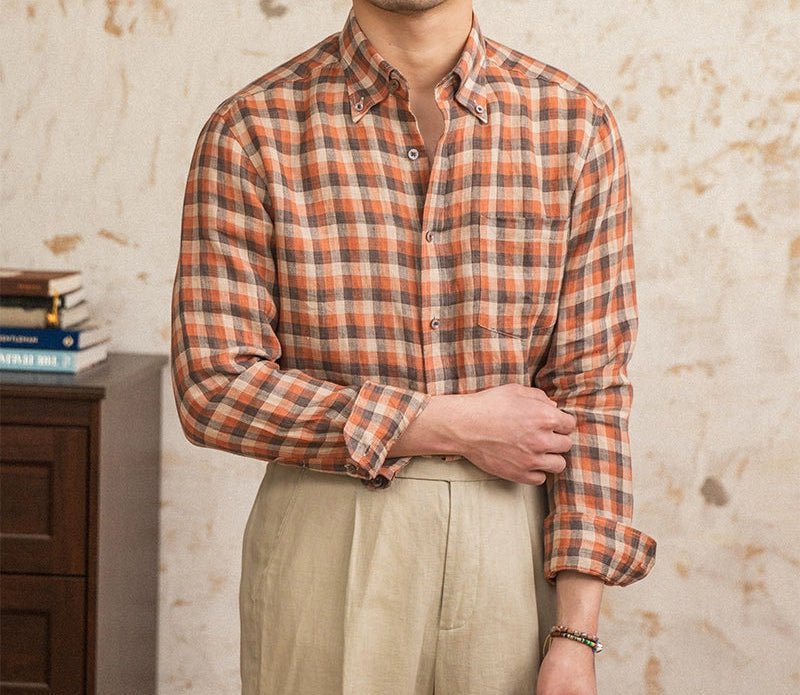 Retro american plaid long sleeve shirt - Antonios