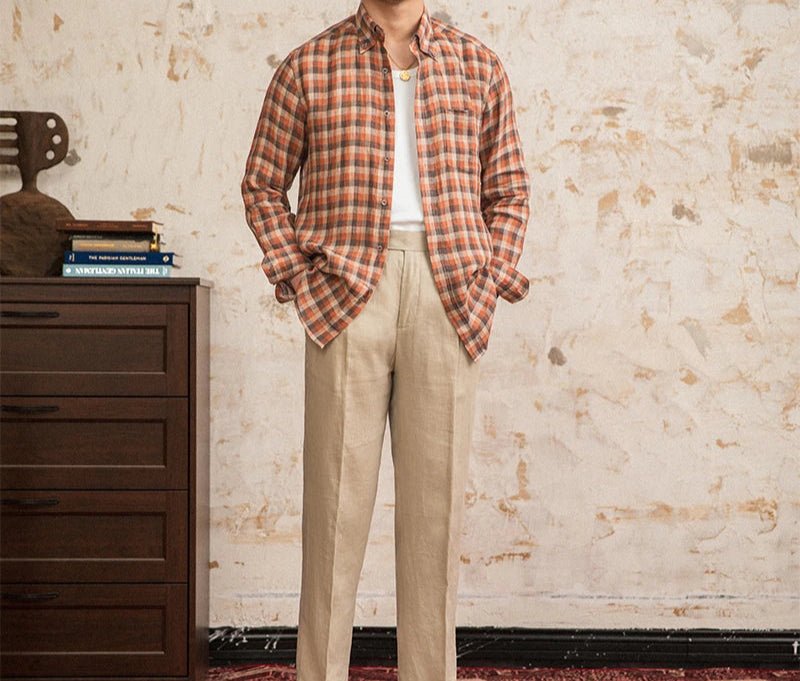 Retro american plaid long sleeve shirt - Antonios