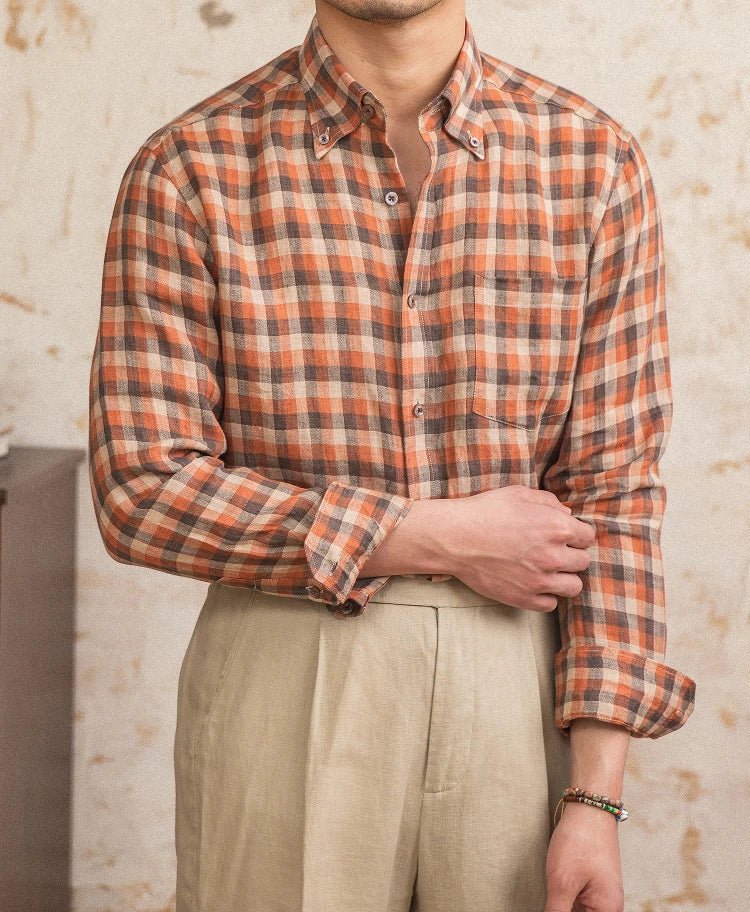 Retro american plaid long sleeve shirt - Antonios