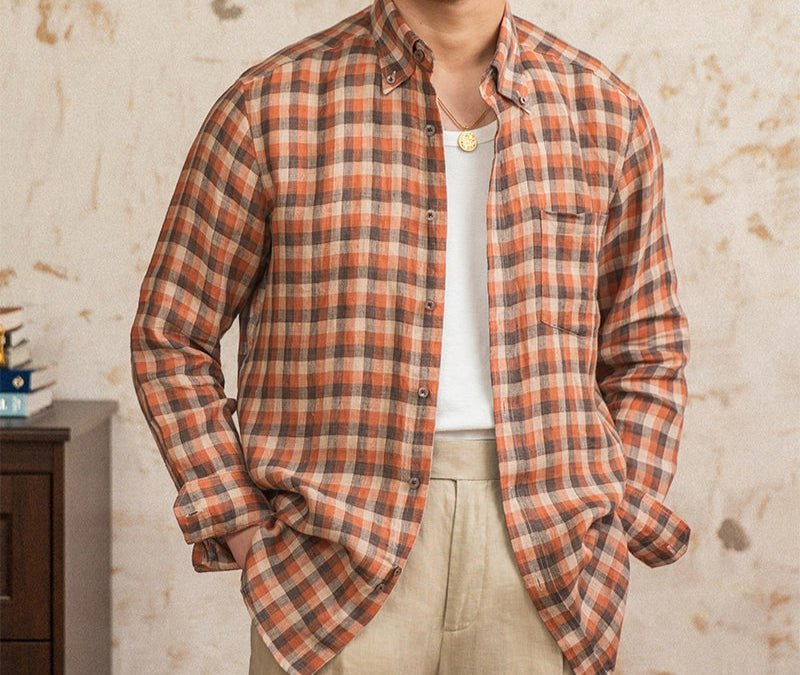 Retro american plaid long sleeve shirt - Antonios