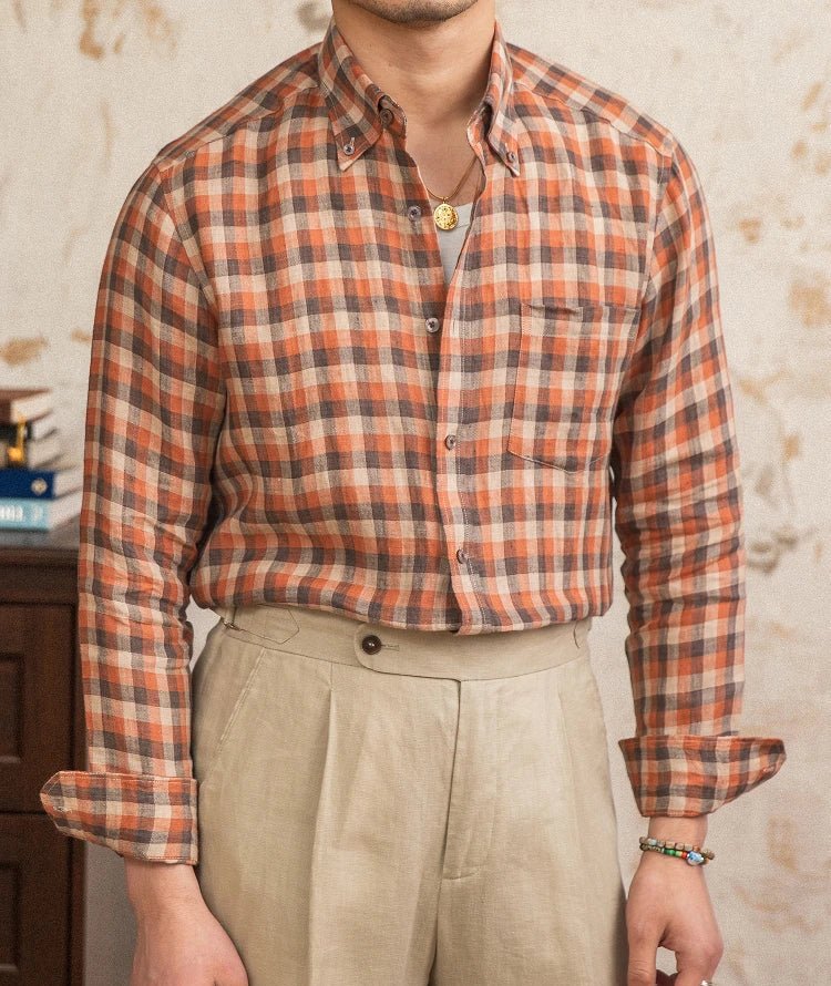 Retro american plaid long sleeve shirt - Antonios