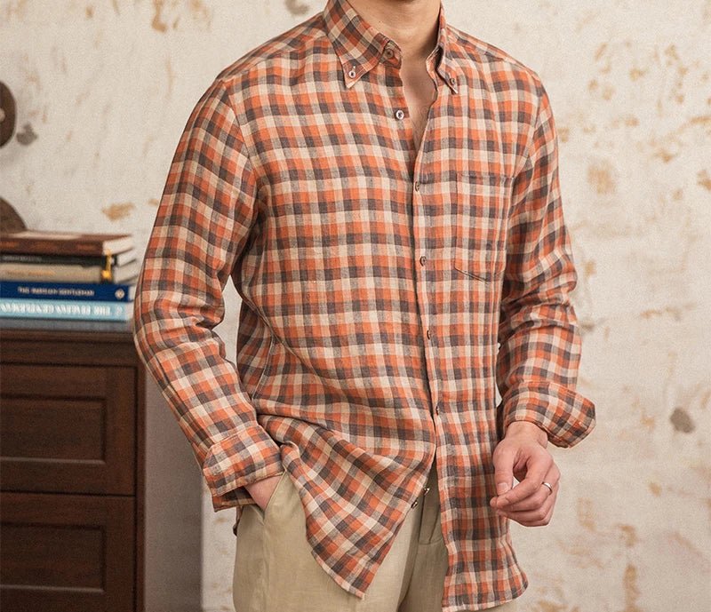 Retro american plaid long sleeve shirt - Antonios