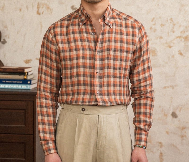 Retro american plaid long sleeve shirt - Antonios