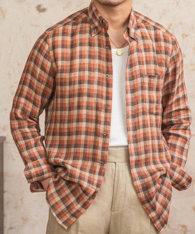 Retro american plaid long sleeve shirt - Antonios