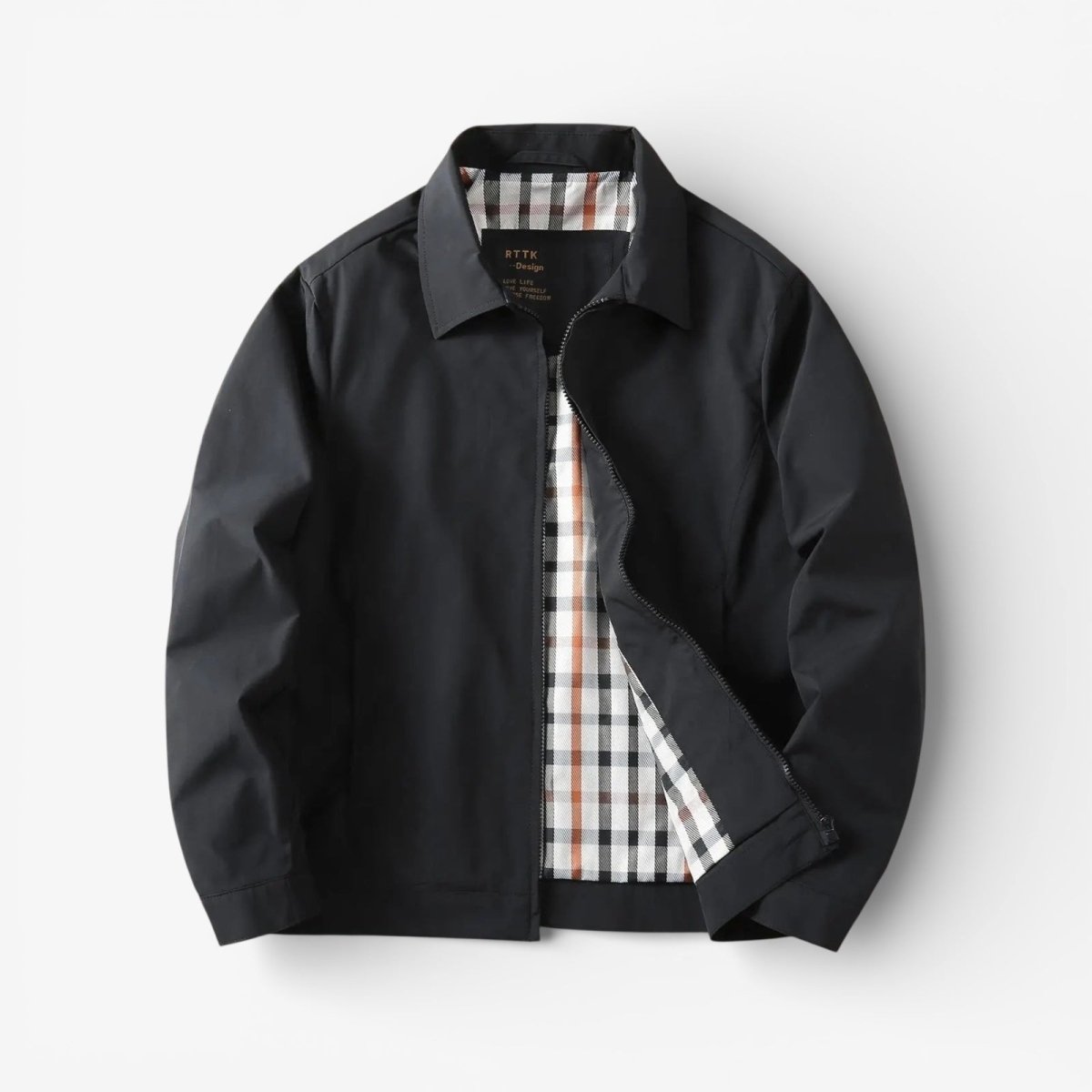 Navy Harrington Jacket - Plaid Lined Zip – AntoniosClothing