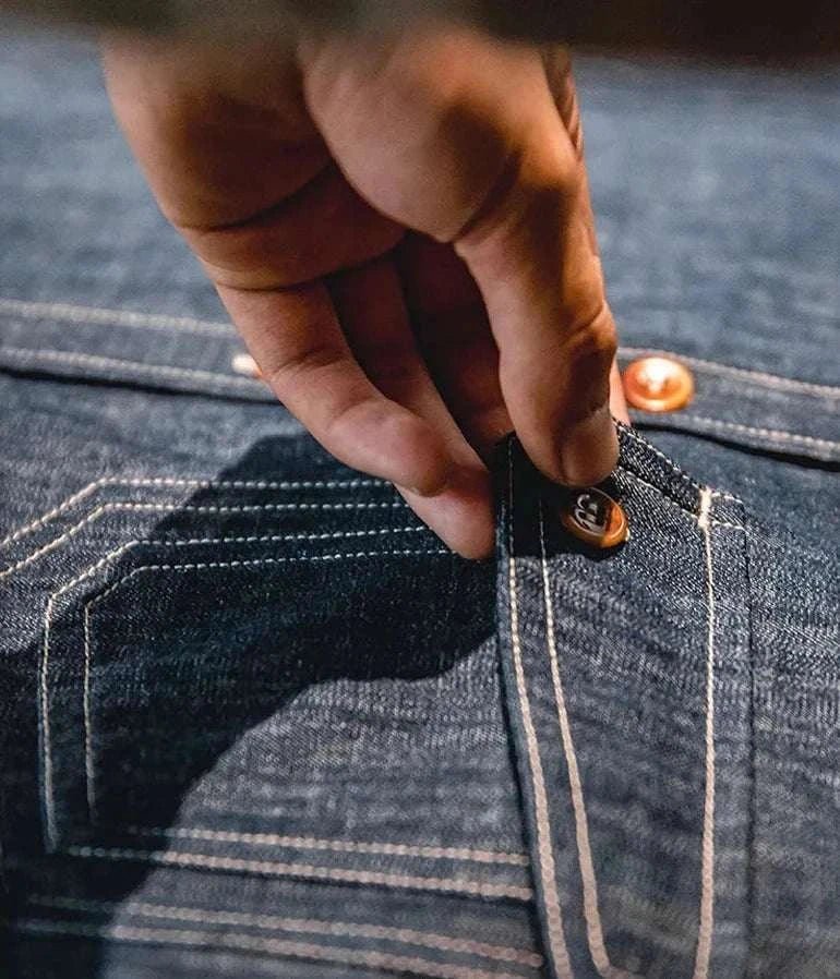 RETRO denim solid long - sleeve shirt - Antonios