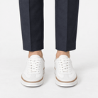 Retro leather sneakers with contrast soles - AntoniosClothing - White white sole