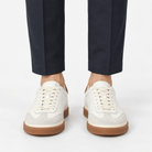 Retro leather sneakers with contrast soles - AntoniosClothing - White gum sole