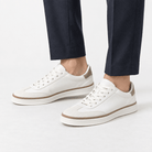 Retro leather sneakers with contrast soles - AntoniosClothing - White white sole