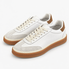 Retro leather sneakers with contrast soles - AntoniosClothing - White gum sole
