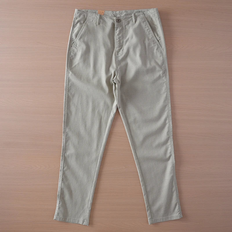 Retro linen elastic casual pants - Antonios